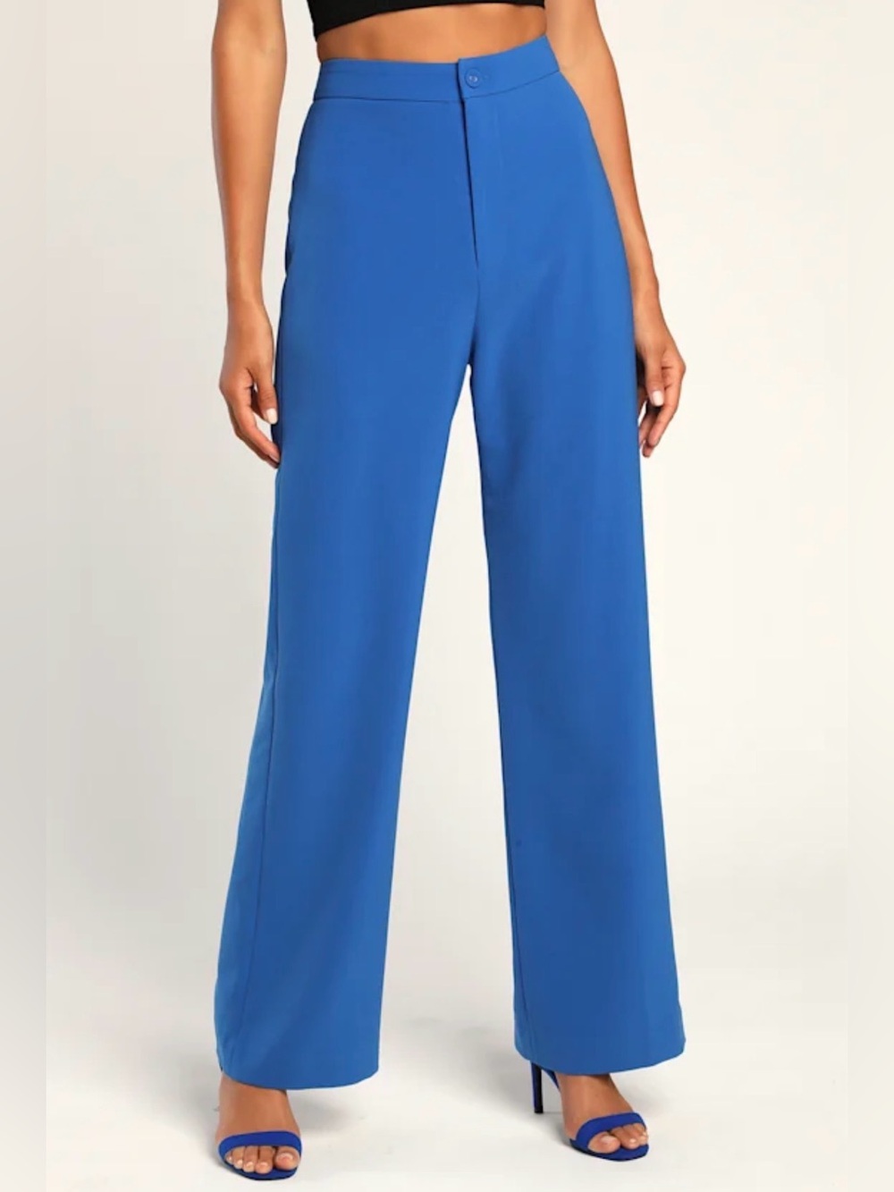 Lulu's Cobalt Wide-Leg High-Waist Pants